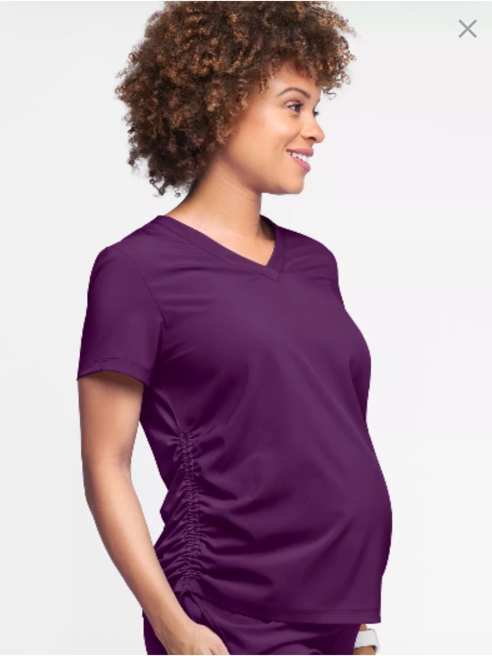 Four scrub tops-Uniform Advantage Plum V‑Neck Short Sleeve Maternity Top